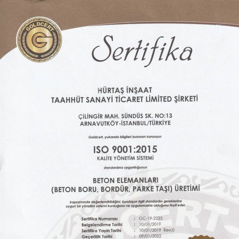 Hürtaş Beton TSE onaylı belge görseli 7